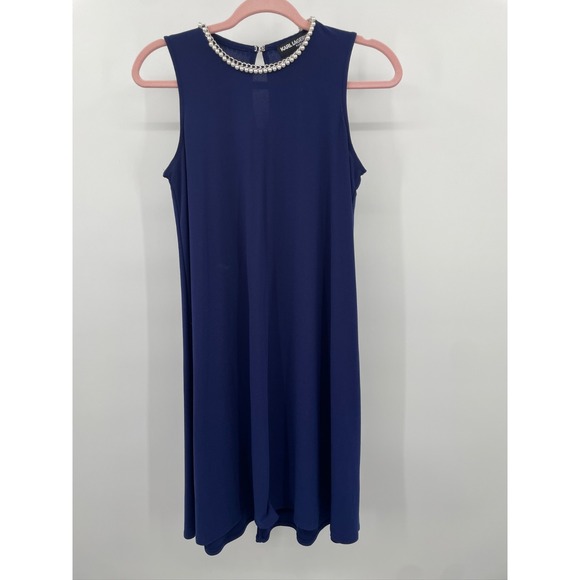 NWT Karl Lagerfeld Navy dress Faux Pearl Neckline Size 4Small Excellent - greenwatershopping.com NWT Karl Lagerfeld Navy dress Faux Pearl Neckline Size 4Small Excellent - greenwatershopping.com